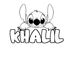 Coloriage prénom KHALIL - décor Stitch