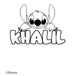 Coloriage pr&eacute;nom KHALIL - d&eacute;cor Stitch