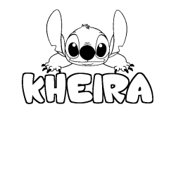 Coloriage prénom KHEIRA - décor Stitch