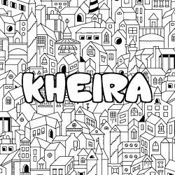 Coloriage prénom KHEIRA - décor Ville