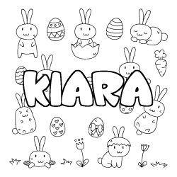 Coloriage pr&eacute;nom KIARA - d&eacute;cor Paques