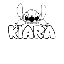 Coloriage prénom KIARA - décor Stitch