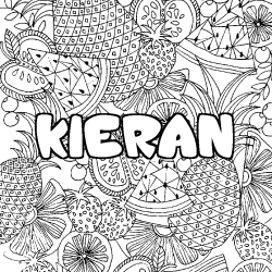 Coloriage pr&eacute;nom KIERAN - d&eacute;cor Mandala fruits