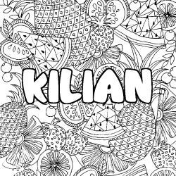 Coloriage prénom KILIAN - décor Mandala fruits