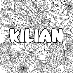 Coloriage pr&eacute;nom KILIAN - d&eacute;cor Mandala fruits