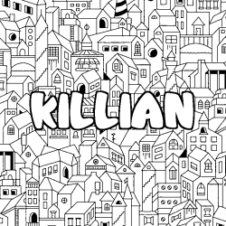 Coloriage pr&eacute;nom KILLIAN - d&eacute;cor Ville