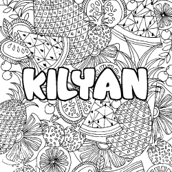 Coloriage prénom KILYAN - décor Mandala fruits