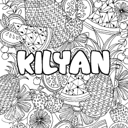 Coloriage pr&eacute;nom KILYAN - d&eacute;cor Mandala fruits