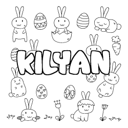 Coloriage pr&eacute;nom KILYAN - d&eacute;cor Paques