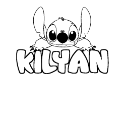 Coloriage prénom KILYAN - décor Stitch