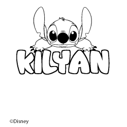 Coloriage pr&eacute;nom KILYAN - d&eacute;cor Stitch