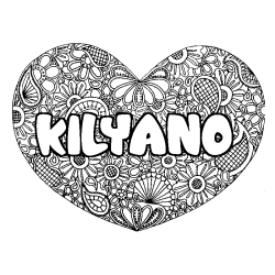 Coloriage prénom KILYANO - décor Mandala coeur