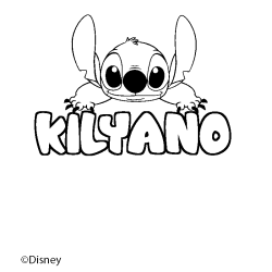 Coloriage pr&eacute;nom KILYANO - d&eacute;cor Stitch