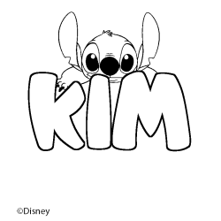 Coloriage pr&eacute;nom KIM - d&eacute;cor Stitch