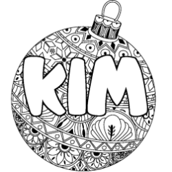 Coloriage pr&eacute;nom KIM - d&eacute;cor Boule de No&euml;l