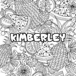 Coloriage prénom KIMBERLEY - décor Mandala fruits