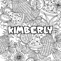 Coloriage prénom KIMBERLY - décor Mandala fruits