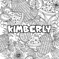 Coloriage pr&eacute;nom KIMBERLY - d&eacute;cor Mandala fruits