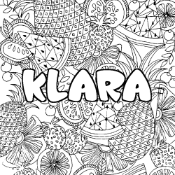 Coloriage prénom KLARA - décor Mandala fruits