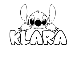 Coloriage prénom KLARA - décor Stitch