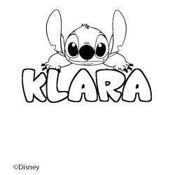 Coloriage pr&eacute;nom KLARA - d&eacute;cor Stitch
