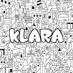 Coloriage prénom KLARA - décor Ville