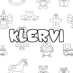 Coloriage prénom KLERVI - décor Jouets
