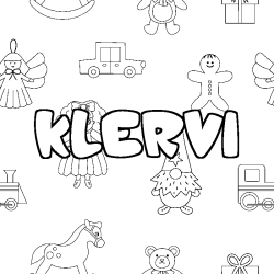 Coloriage pr&eacute;nom KLERVI - d&eacute;cor Jouets