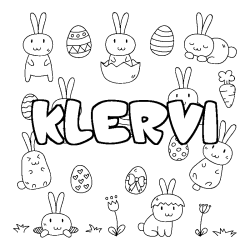 Coloriage pr&eacute;nom KLERVI - d&eacute;cor Paques