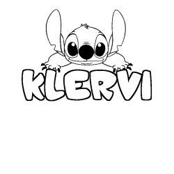 Coloriage prénom KLERVI - décor Stitch