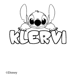 Coloriage pr&eacute;nom KLERVI - d&eacute;cor Stitch