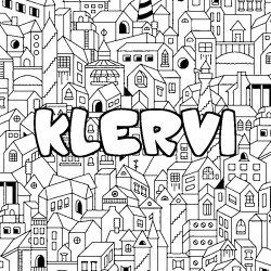 Coloriage pr&eacute;nom KLERVI - d&eacute;cor Ville