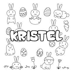 Coloriage pr&eacute;nom KRISTEL - d&eacute;cor Paques