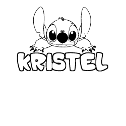 Coloriage prénom KRISTEL - décor Stitch