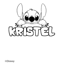 Coloriage pr&eacute;nom KRISTEL - d&eacute;cor Stitch