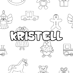 Coloriage pr&eacute;nom KRISTELL - d&eacute;cor Jouets