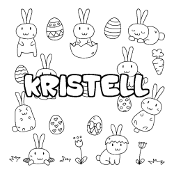 Coloriage pr&eacute;nom KRISTELL - d&eacute;cor Paques