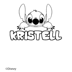 Coloriage pr&eacute;nom KRISTELL - d&eacute;cor Stitch