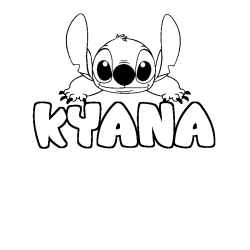 Coloriage prénom KYANA - décor Stitch
