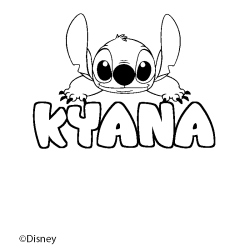 Coloriage pr&eacute;nom KYANA - d&eacute;cor Stitch