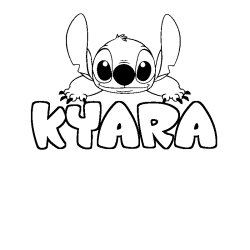 Coloriage prénom KYARA - décor Stitch