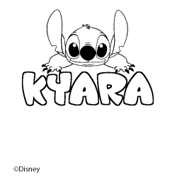 Coloriage pr&eacute;nom KYARA - d&eacute;cor Stitch