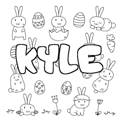 Coloriage pr&eacute;nom KYLE - d&eacute;cor Paques