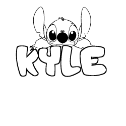Coloriage prénom KYLE - décor Stitch