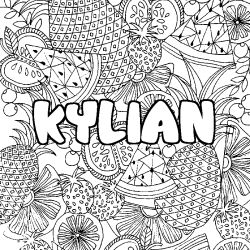 Coloriage pr&eacute;nom KYLIAN - d&eacute;cor Mandala fruits