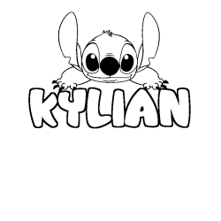 Coloriage prénom KYLIAN - décor Stitch