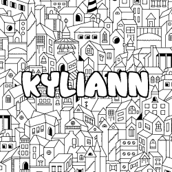 Coloriage pr&eacute;nom KYLIANN - d&eacute;cor Ville
