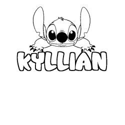 Coloriage prénom KYLLIAN - décor Stitch