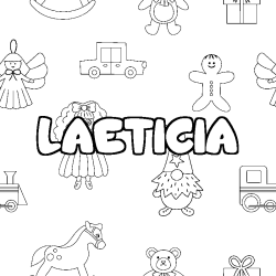 Coloriage prénom LAETICIA - décor Jouets