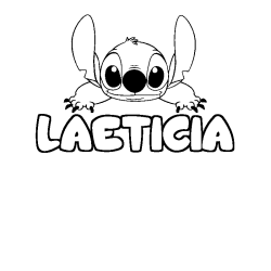 Coloriage prénom LAETICIA - décor Stitch